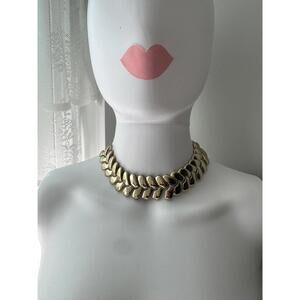 Vintage 80s Gold Chain Chocker Necklace, Vintage Gold Tone Choker